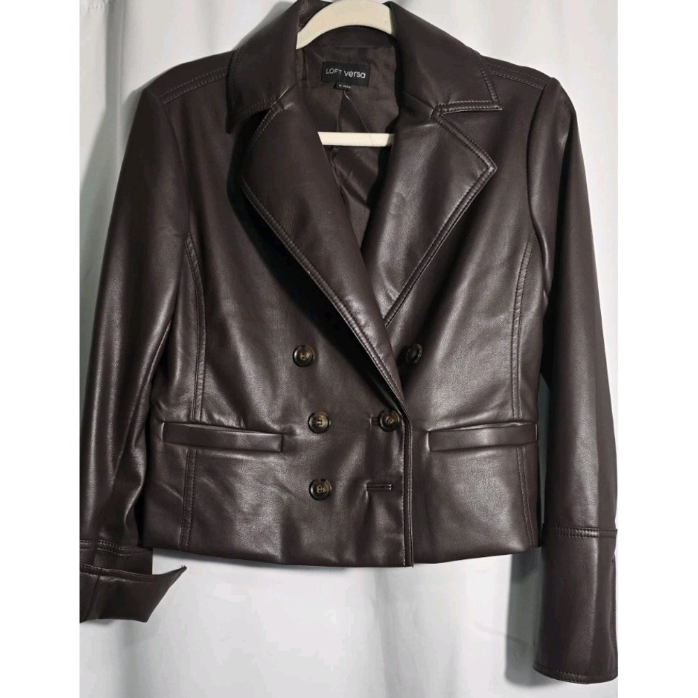 Loft Versa Ann Taylor Brown Leather Jacket Size‎ XS
